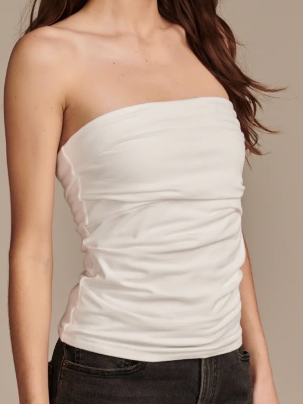 Lucky Brand White Festival Ruched Tube Top